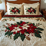 Ensemble de literie matelassé de 3 pièces - Charme des Poinsettias
