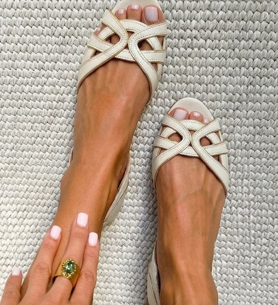 Camilla | Sandales Tressées Élégantes en Couleur Crème