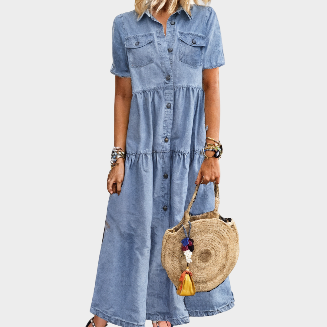 Gaëlle - Robes en jean douces à boutons