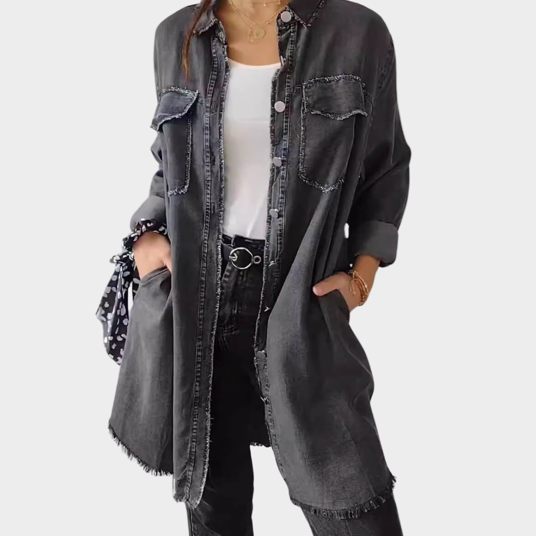 Léa - Chemise en jean à manches longues avec col classique