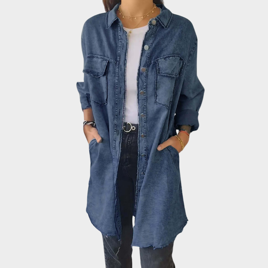 Léa - Chemise en jean à manches longues avec col classique