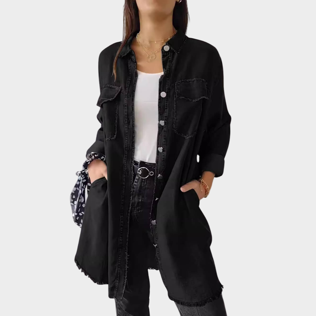 Léa - Chemise en jean à manches longues avec col classique
