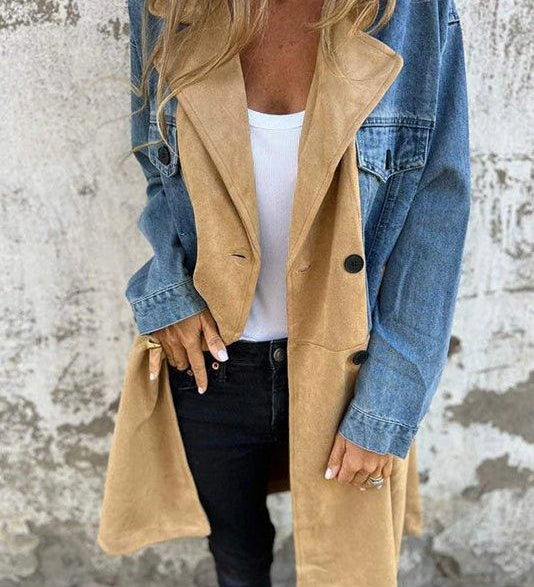 Emma - Manteau en denim bicolore