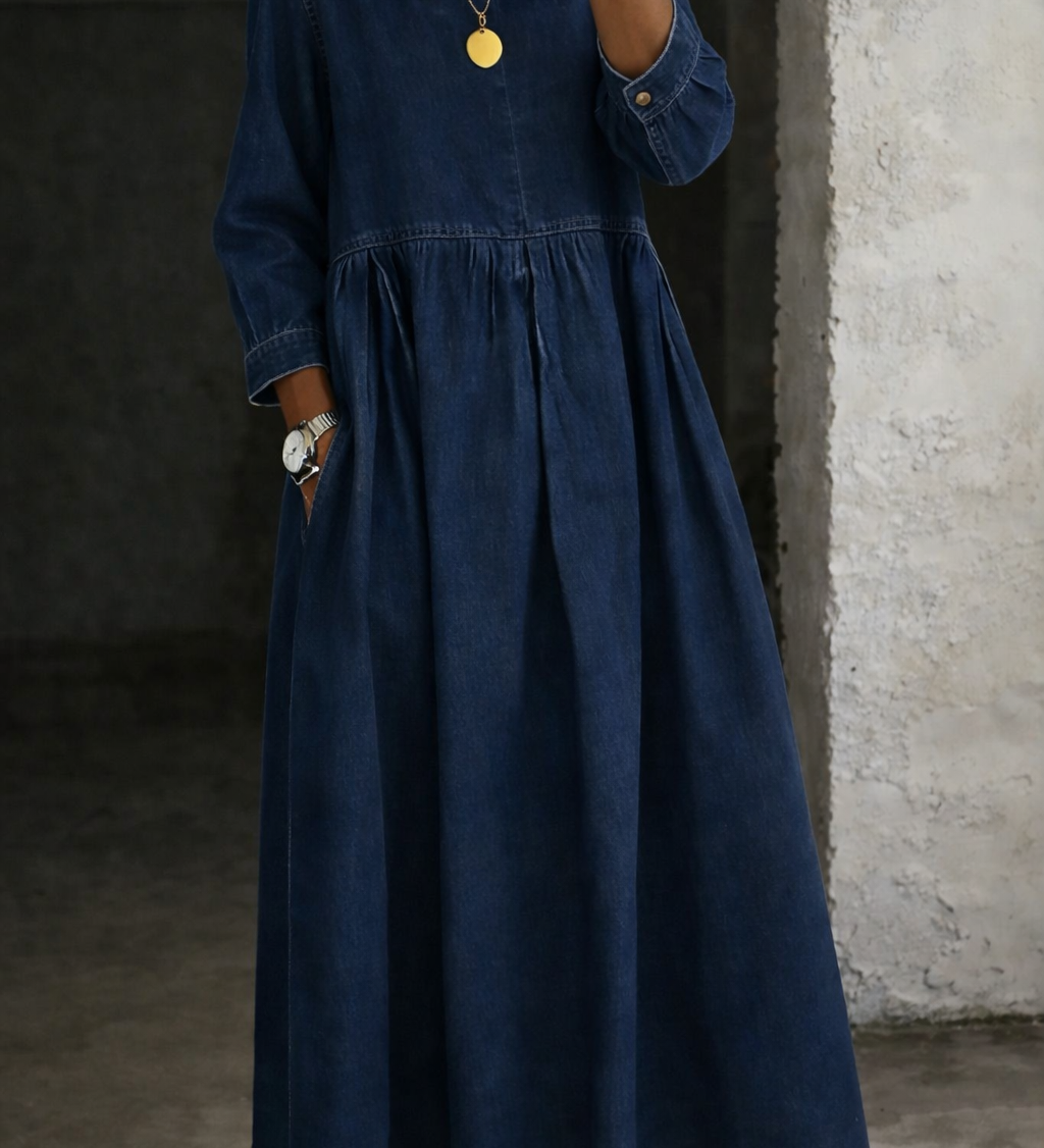 Quitterie - Robe en Jean avec Col Peter Pan