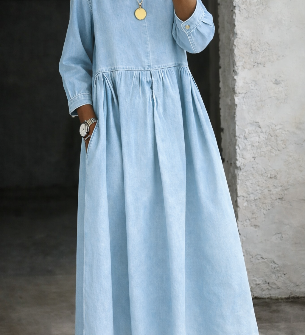 Quitterie - Robe en Jean avec Col Peter Pan