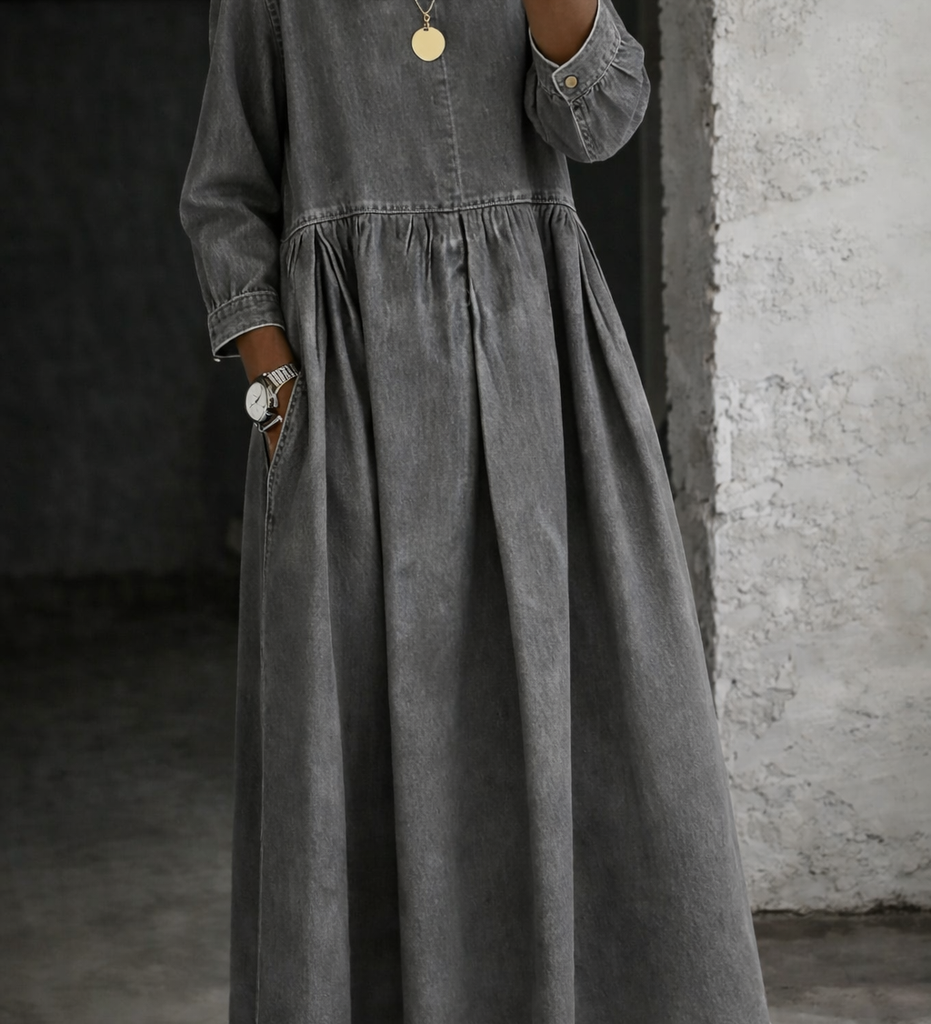 Quitterie - Robe en Jean avec Col Peter Pan