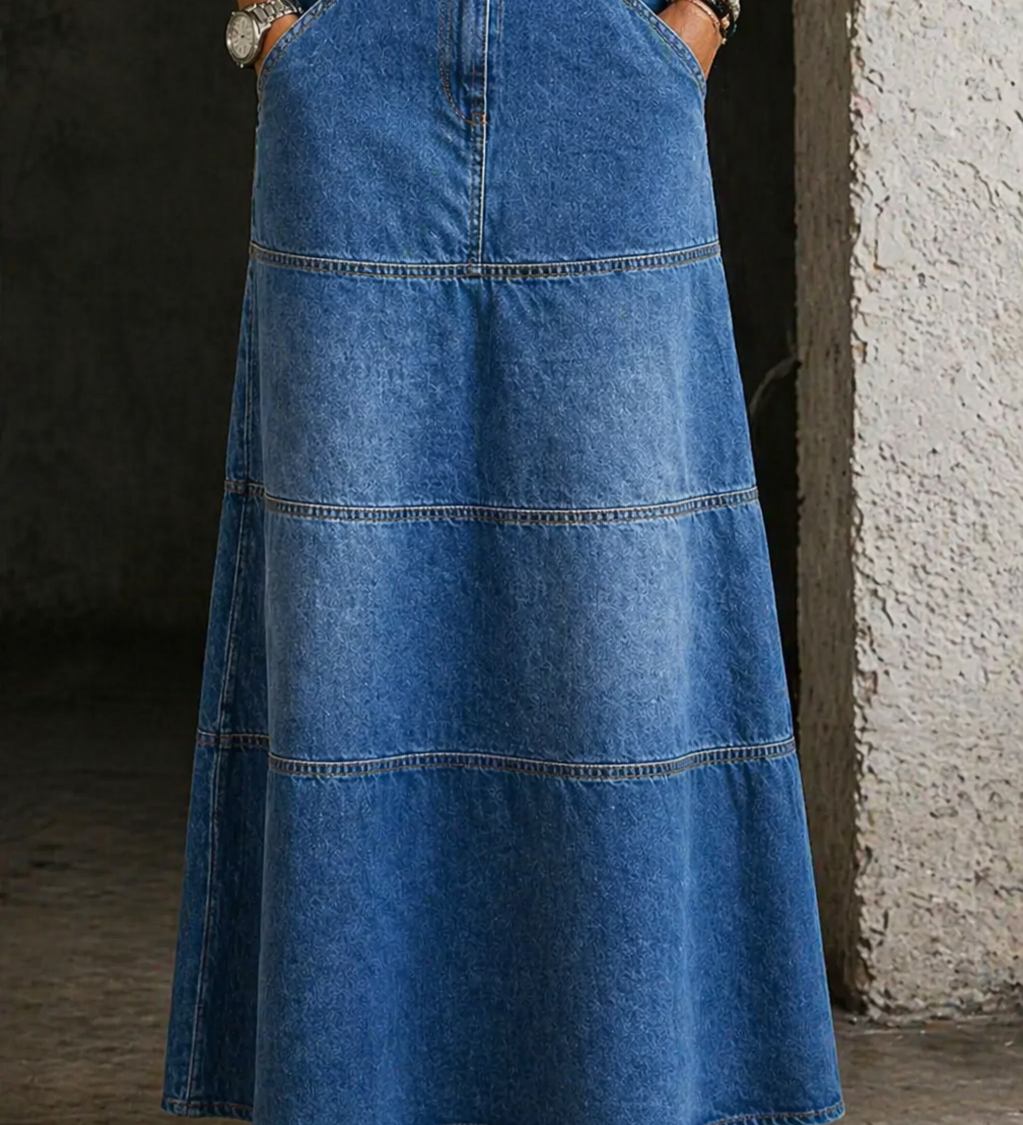 Laure - Jupe en jean mi-longue