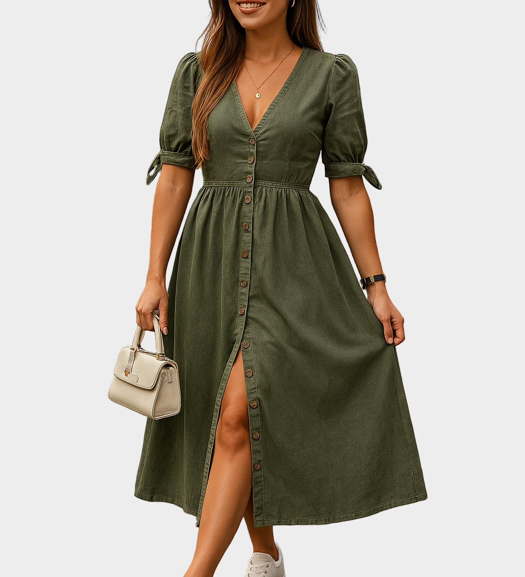 Fabienne - Robe en jean avec boutons
