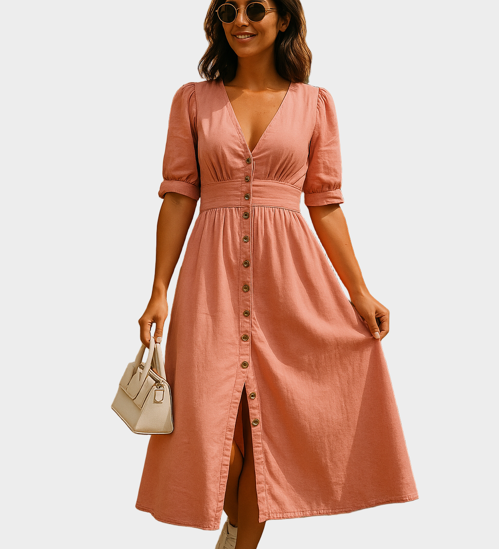 Fabienne - Robe en jean avec boutons