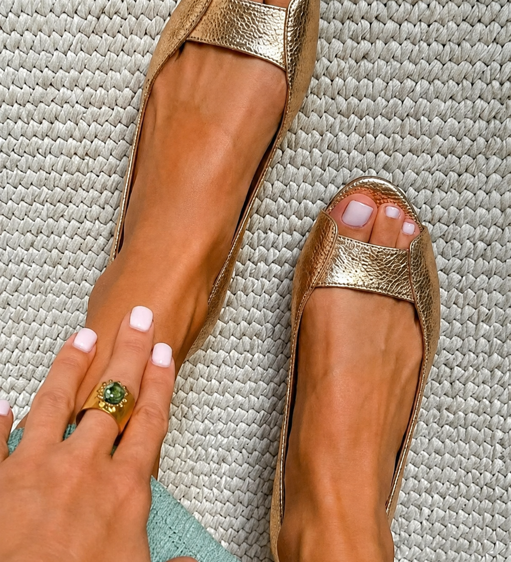 Adelina | Sandales Dorées Comfort Chic