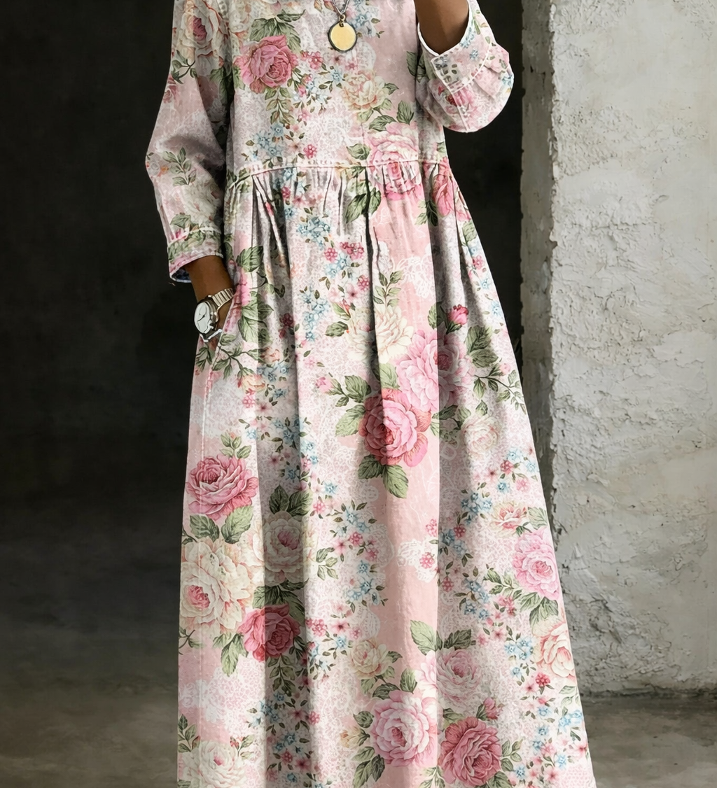 Brooklyn | Robe en Denim avec Col Floral
