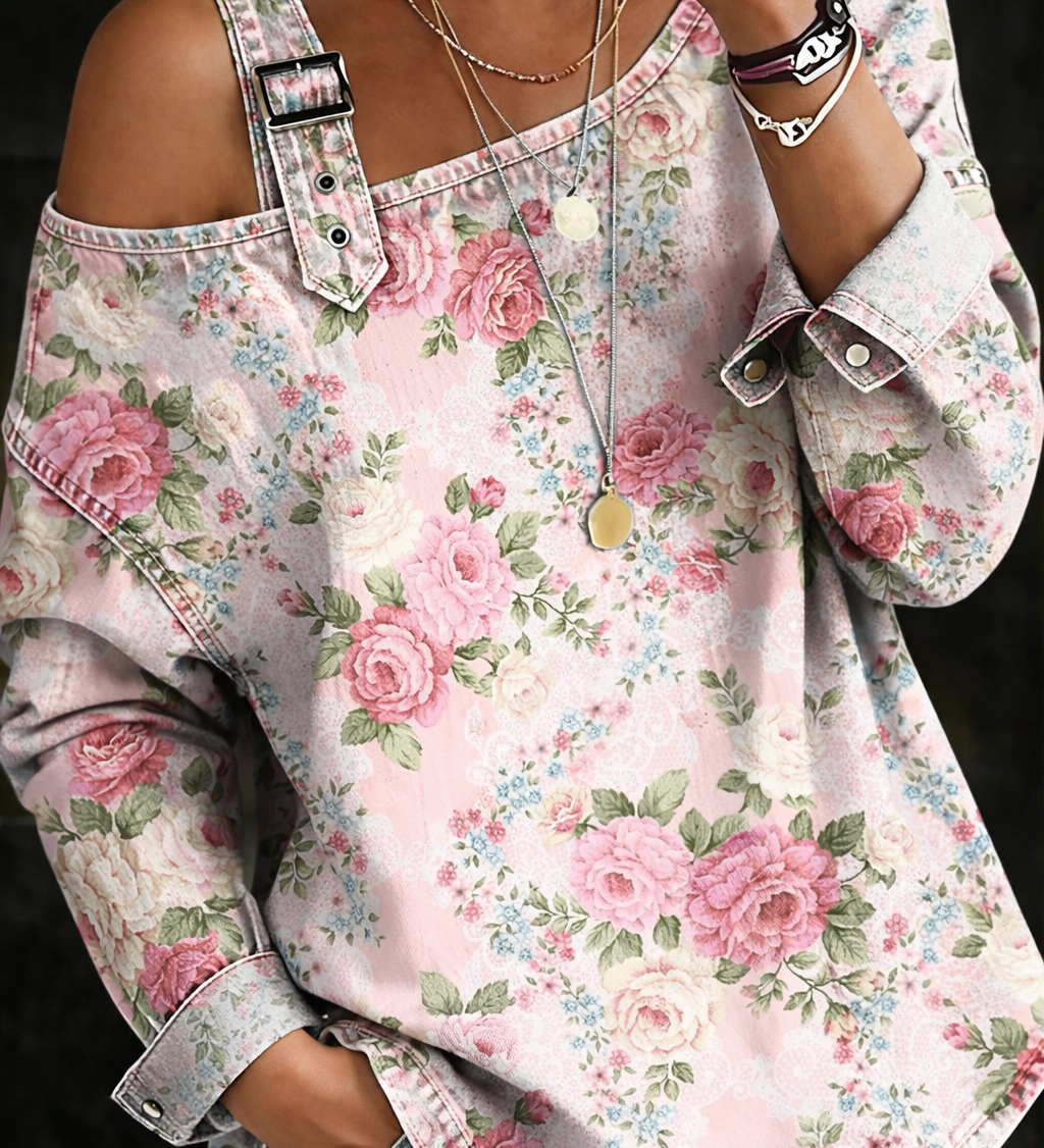Brooklyn | Robe en Denim avec Col Floral