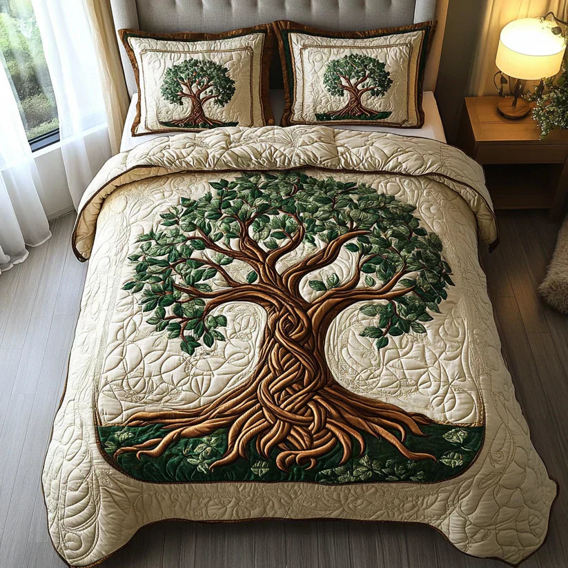 Ensemble de literie matelassé de 3 pièces - Arbre de la Vie