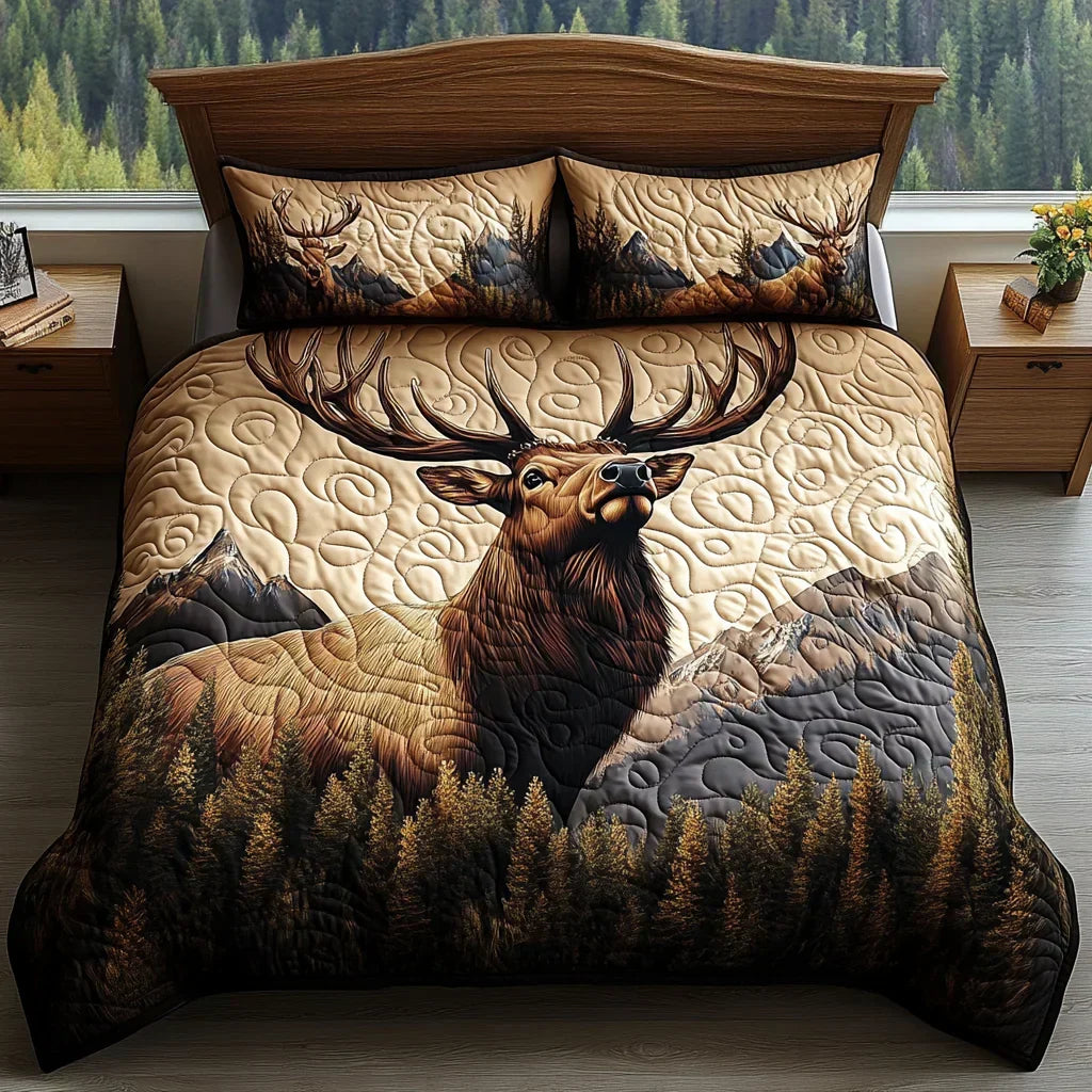 Ensemble de Lit Matelassé 3 Pièces - Animaux des Bois
