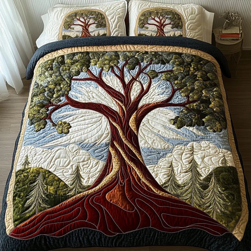Ensemble de literie matelassé de 3 pièces - Arbre de la Vie