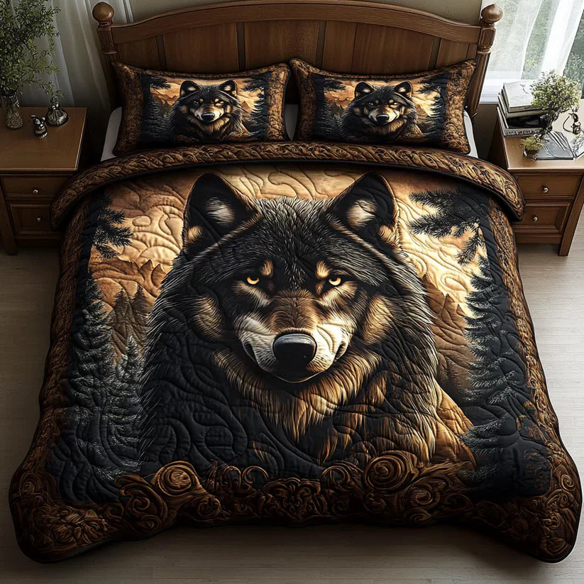 Jeu de lit matelassé de 3 pièces - Animaux de la Forêt