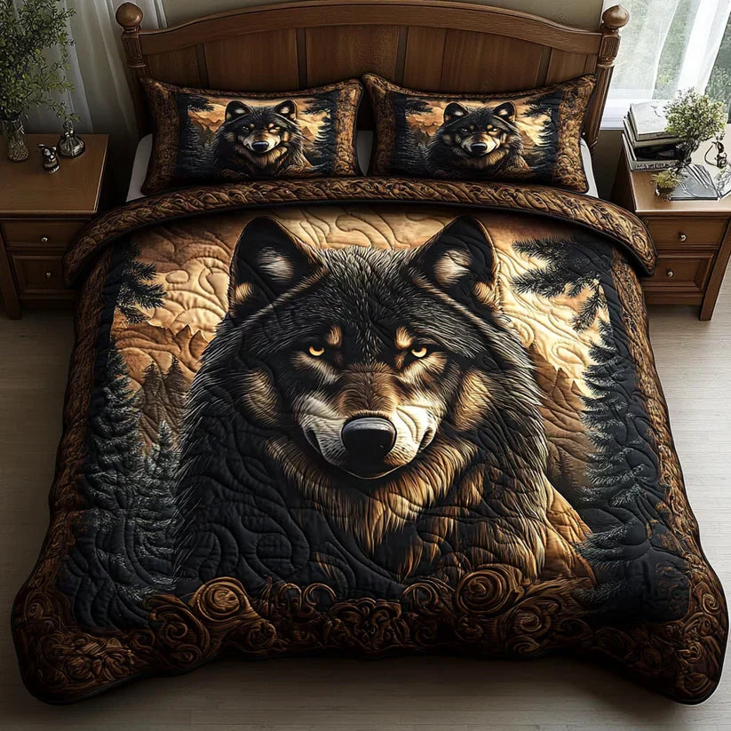 Ensemble de Lit Matelassé 3 Pièces - Animaux des Bois