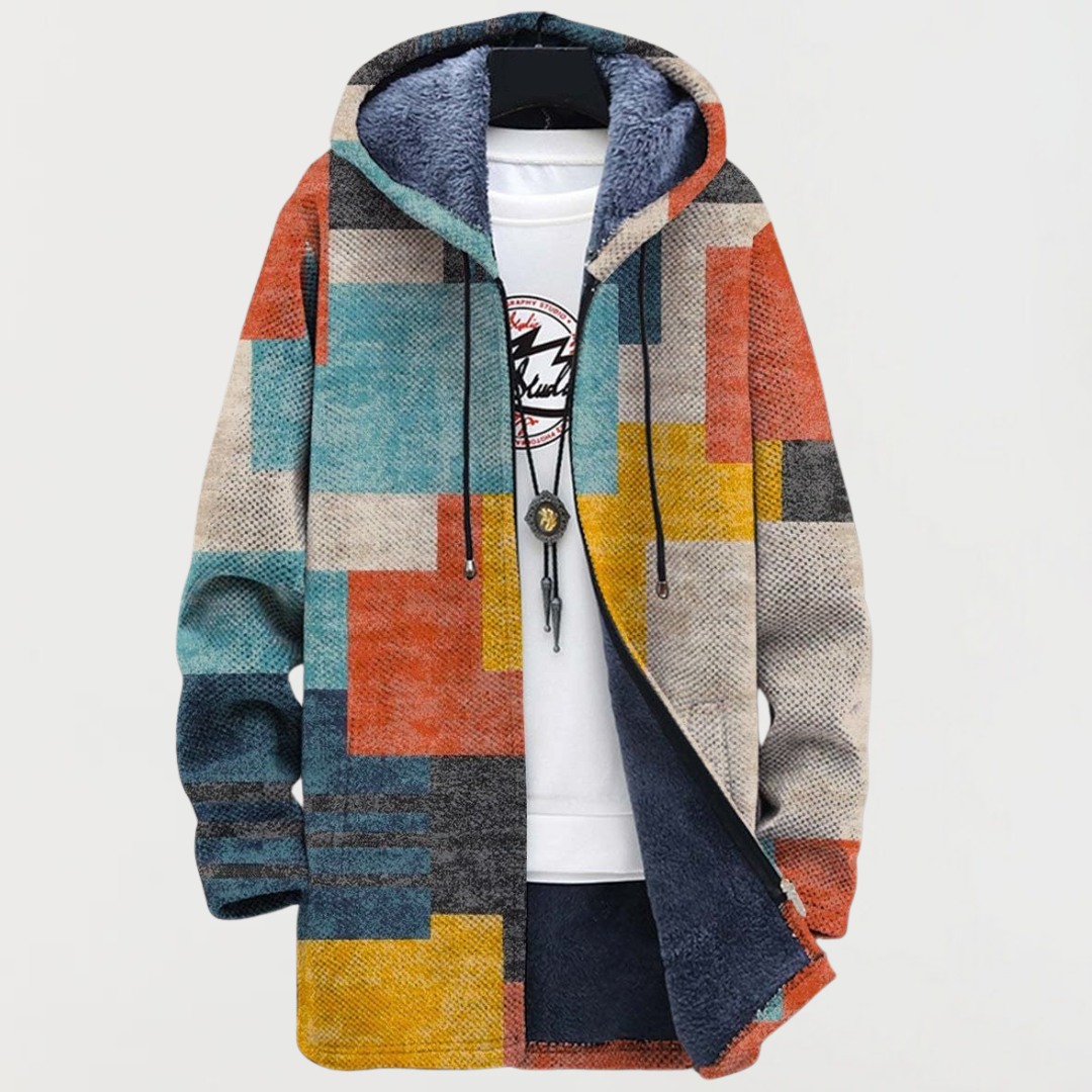Inès – Veste avec des surfaces colorées géométriques
