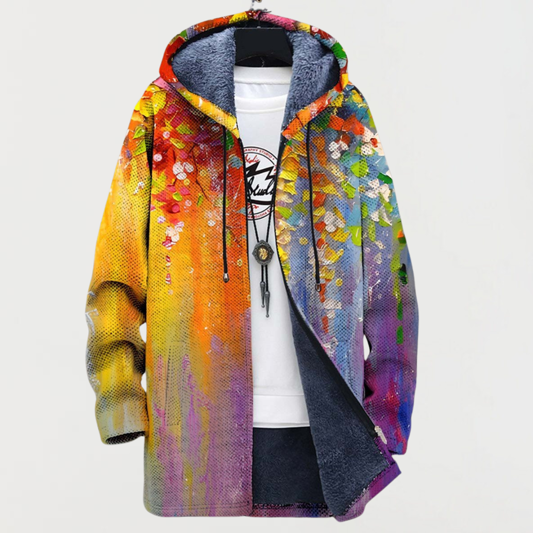 Pauline – Manteau avec éléments artistiques abstraits