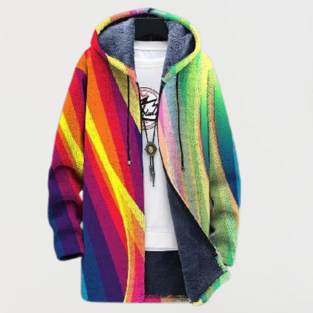 Élise – Veste avec rayures arc-en-ciel
