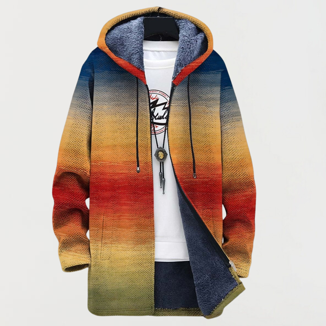 Constance – Manteau avec dégradé de couleurs de coucher de soleil