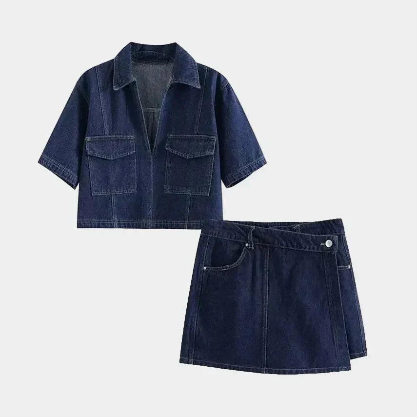 Aurore - Ensemble en jean avec décolleté en V