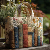 Sac à main artisanal matelassé "Livres et Fleurs"