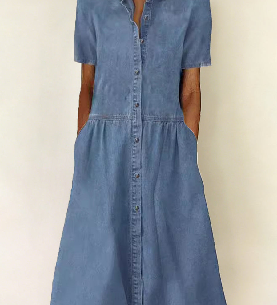 Célestine - Robe en jean à manches courtes